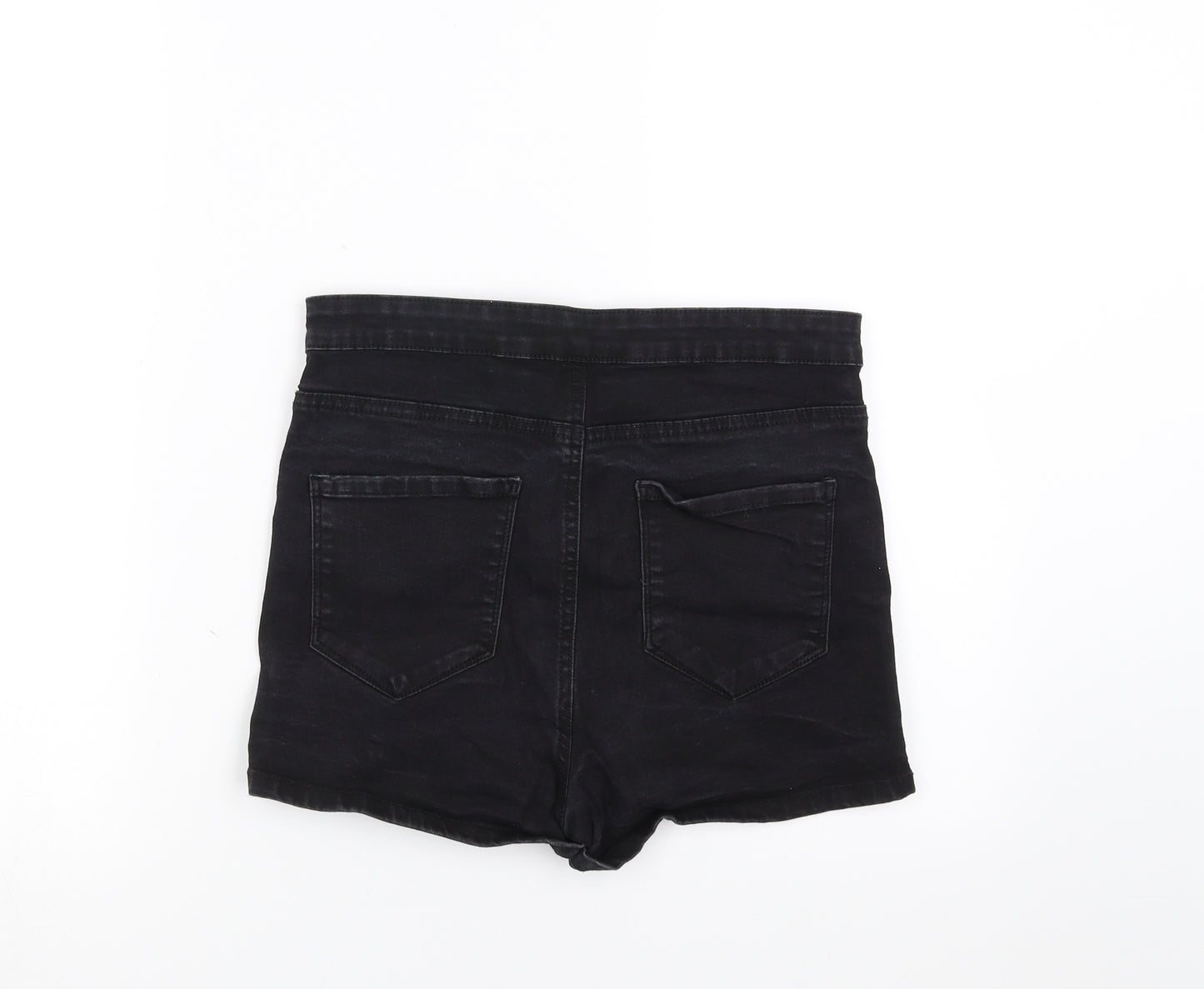 Primark Womens Black  Denim Hot Pants Shorts Size 14