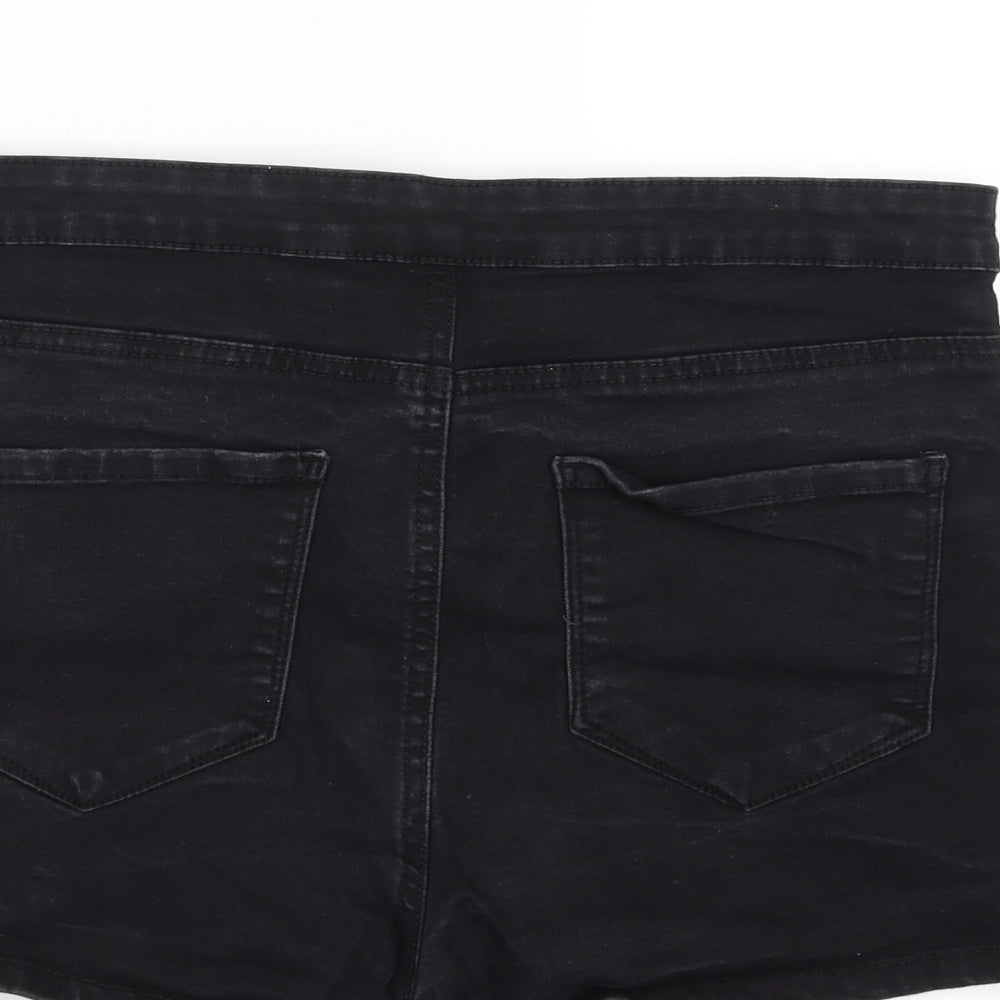 Primark Womens Black  Denim Hot Pants Shorts Size 14