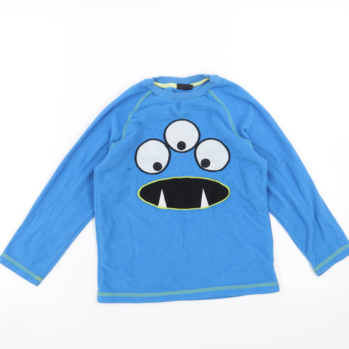 NEXT Boys Blue Solid Fleece  Pyjama Top Size 4-5 Years  - monster