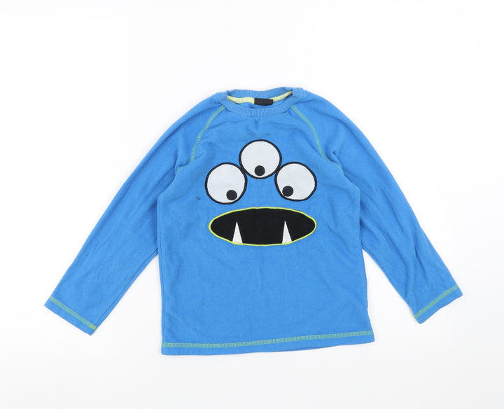 NEXT Boys Blue Solid Fleece  Pyjama Top Size 4-5 Years  - monster