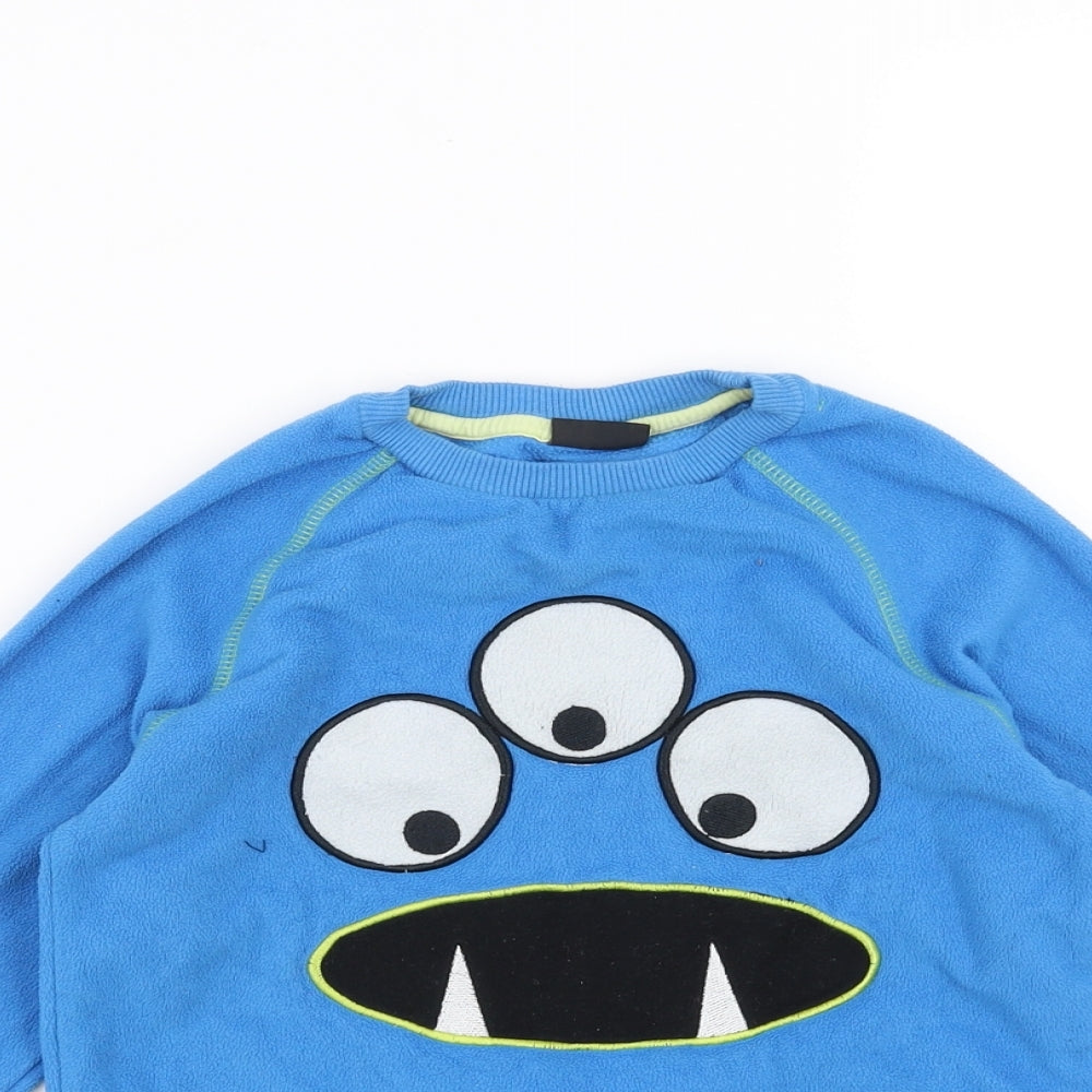 NEXT Boys Blue Solid Fleece  Pyjama Top Size 4-5 Years  - monster