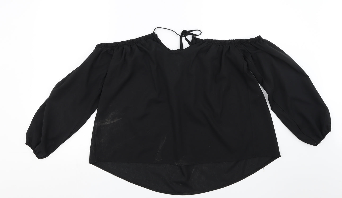 show lai Womens Black   Basic Blouse Size M