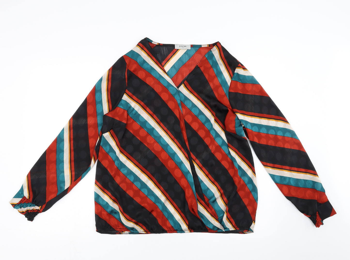 Soon Womens Multicoloured Striped  Basic Blouse Size 14