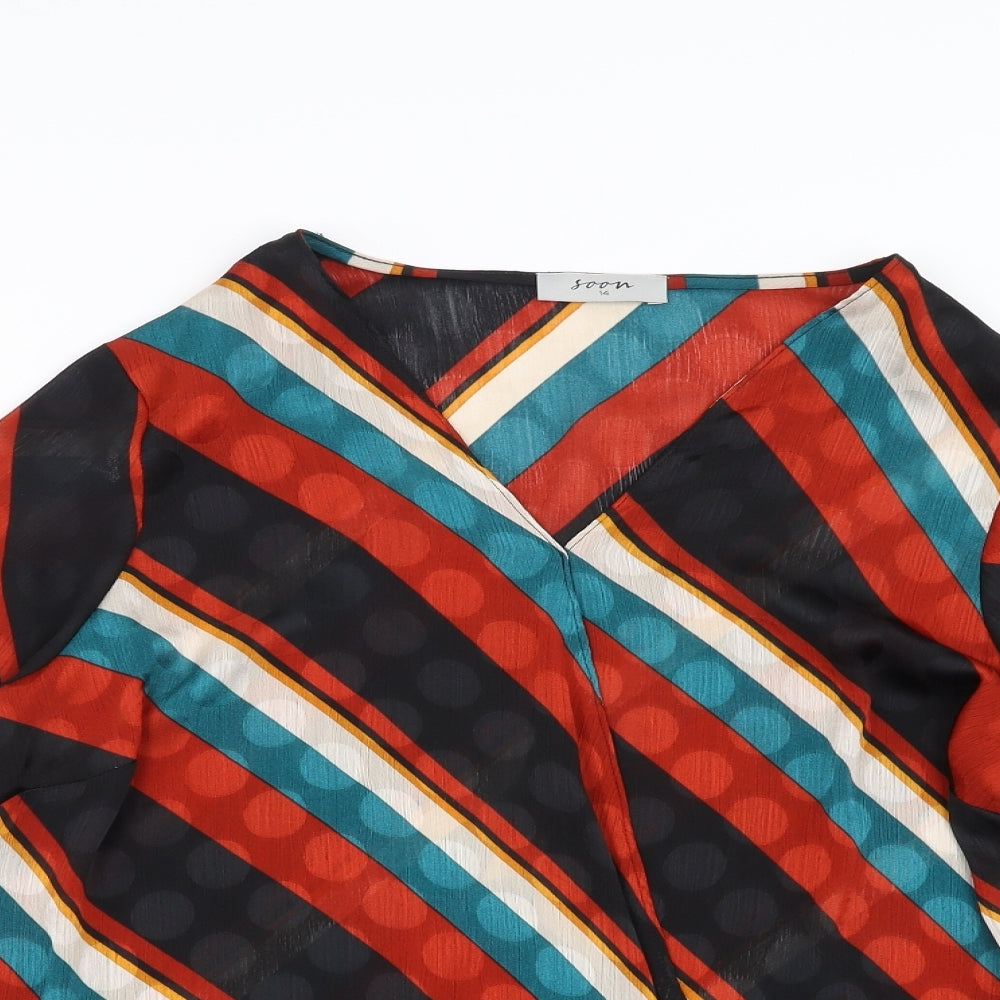 Soon Womens Multicoloured Striped  Basic Blouse Size 14