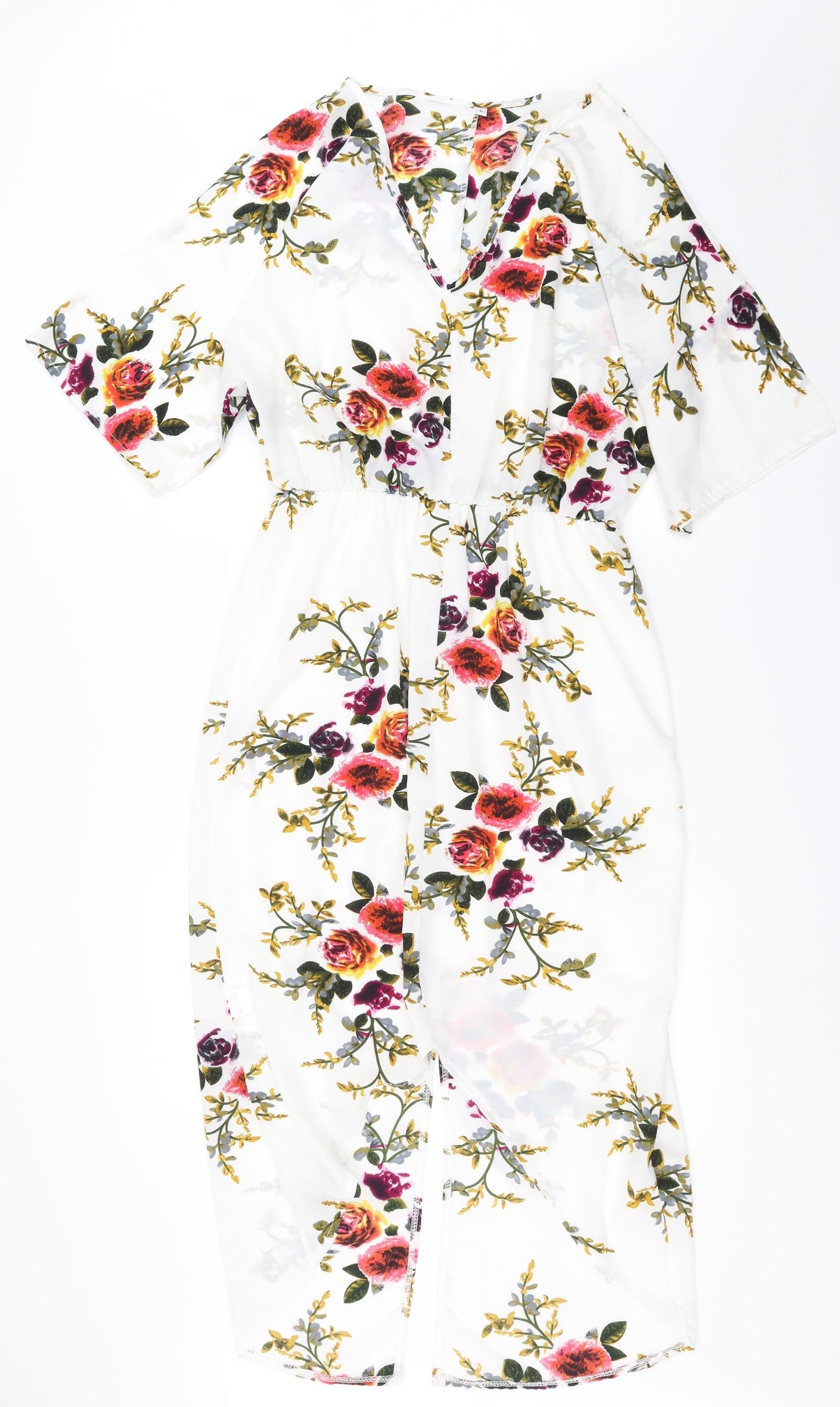 Preworn Womens White Floral  Sheath  Size L