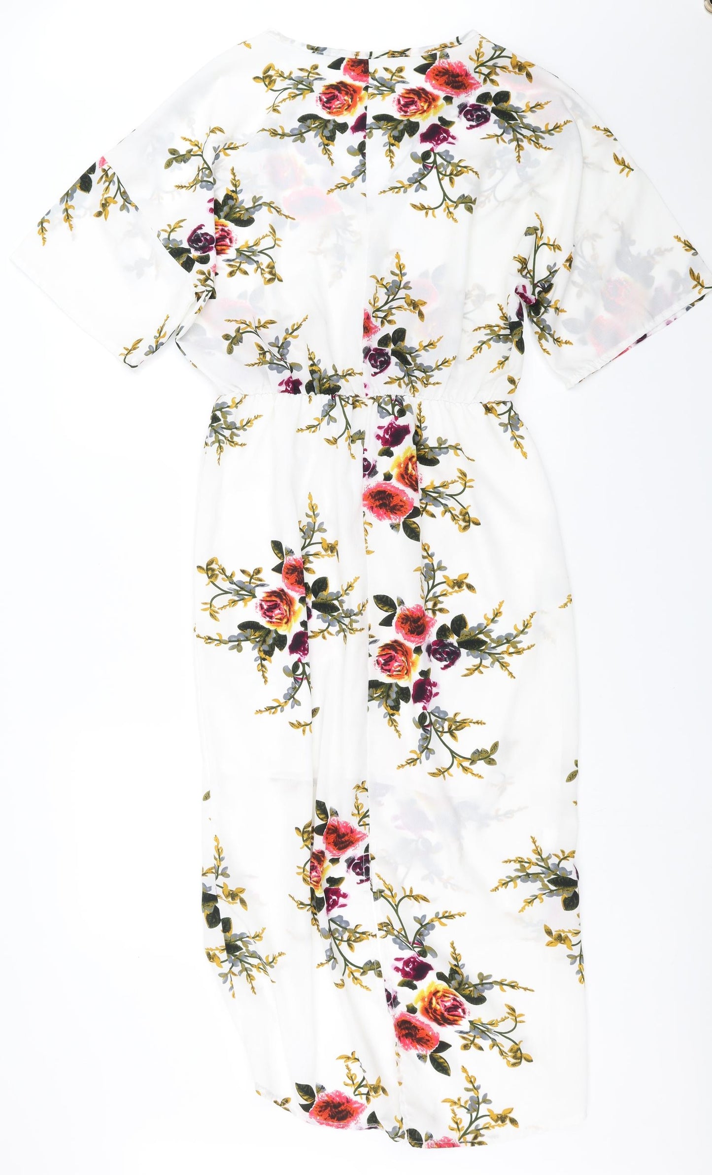 Preworn Womens White Floral  Sheath  Size L