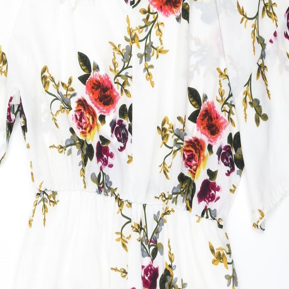 Preworn Womens White Floral  Sheath  Size L
