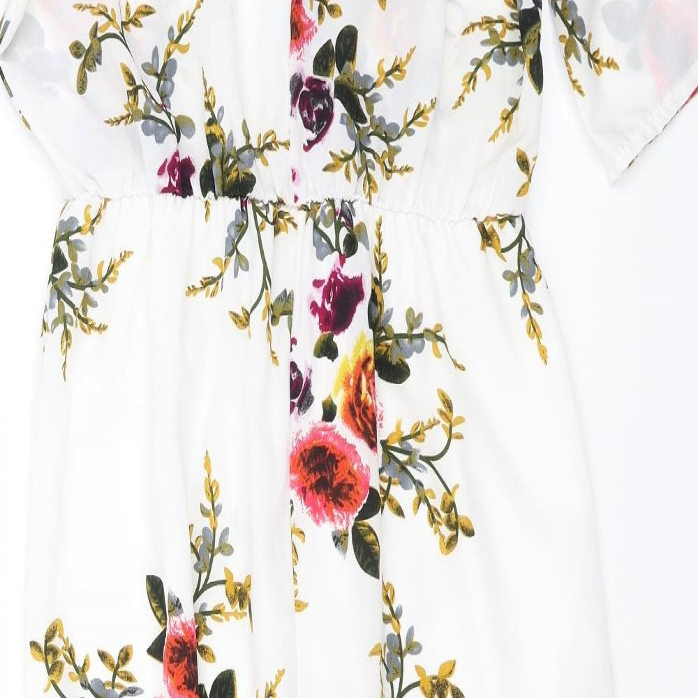 Preworn Womens White Floral  Sheath  Size L