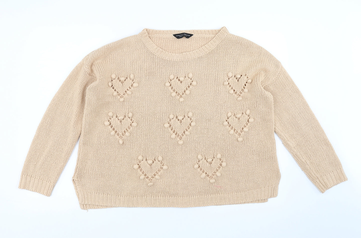 Dorothy Perkins Womens Beige   Pullover Jumper Size M  - heart detail