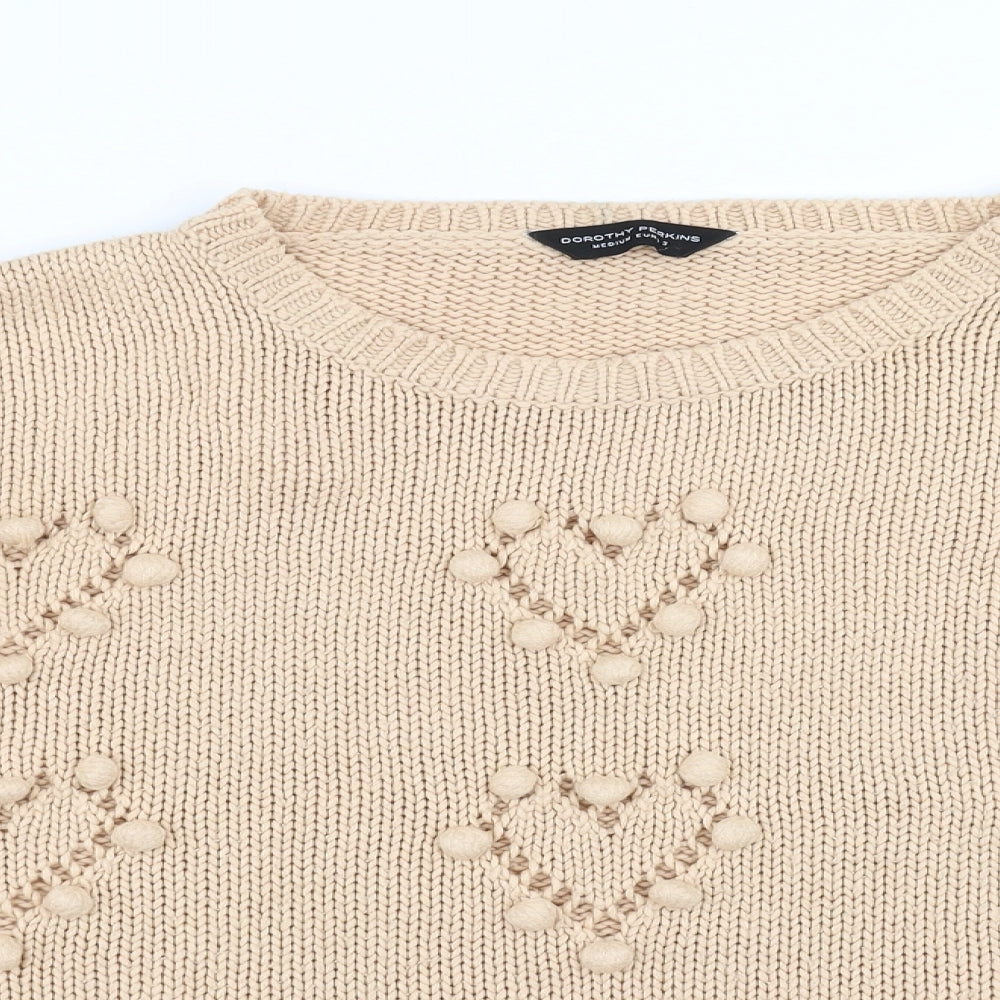 Dorothy Perkins Womens Beige   Pullover Jumper Size M  - heart detail