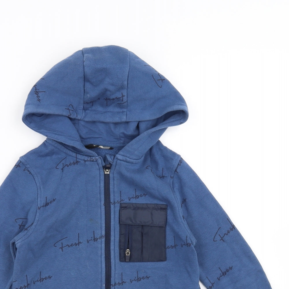 George Boys Blue   Full Zip Hoodie Size 6-7 Years  - fresh vibes