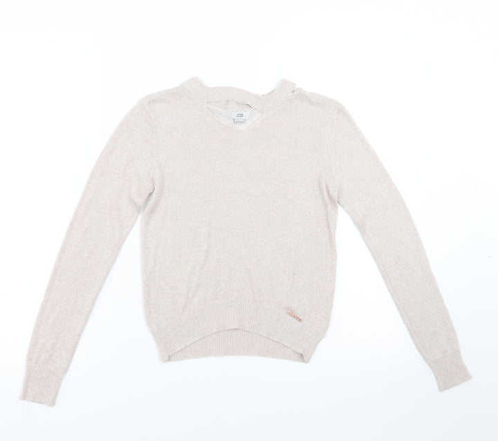 River Island Girls Pink   Pullover Jumper Size 9-10 Years  - glittery