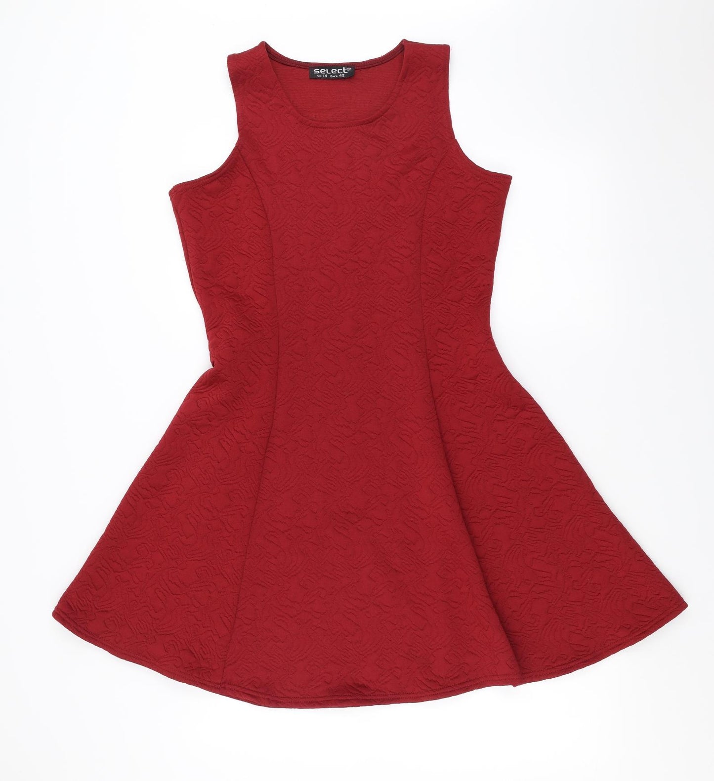 Select Womens Red Geometric  Skater Dress  Size 14