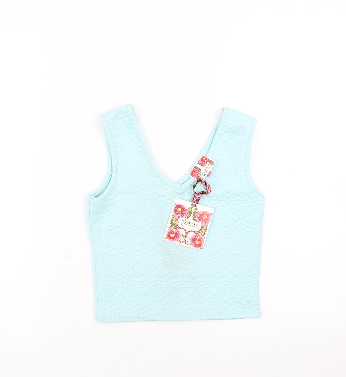 Ribbon Womens Green Floral  Basic Tank Size 6