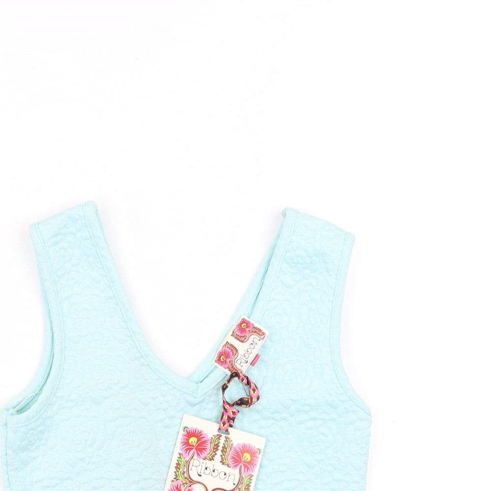 Ribbon Womens Green Floral  Basic Tank Size 6
