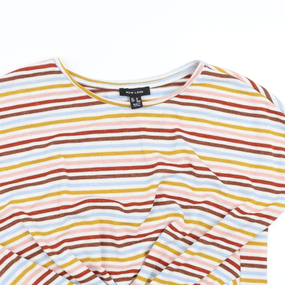 New Look Womens Multicoloured Striped  Pullover Jumper Size M  - Twist front