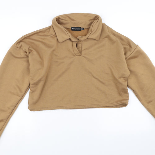 PRETTYLITTLETHING Womens Beige   Pullover Sweatshirt Size 16  - cropped