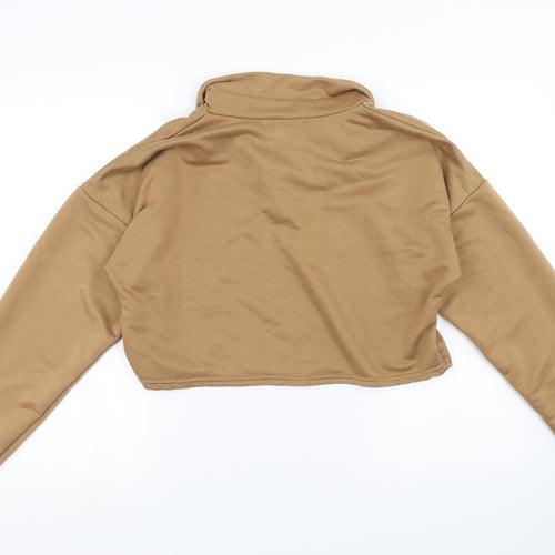 PRETTYLITTLETHING Womens Beige   Pullover Sweatshirt Size 16  - cropped