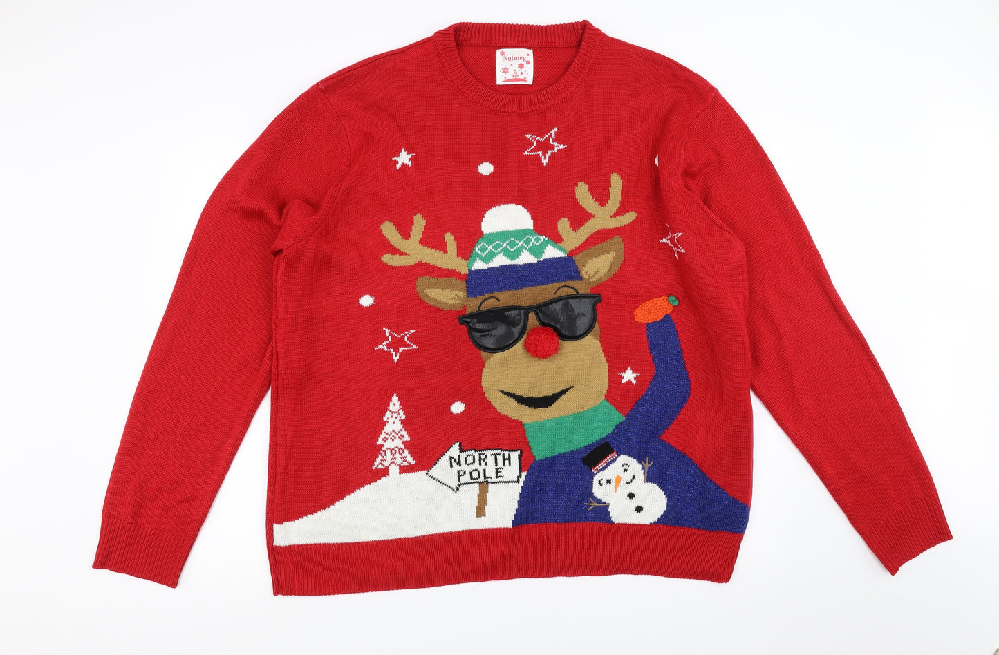 Nutmeg Mens Red   Pullover Jumper Size 2XL  - Christmas  Jumper