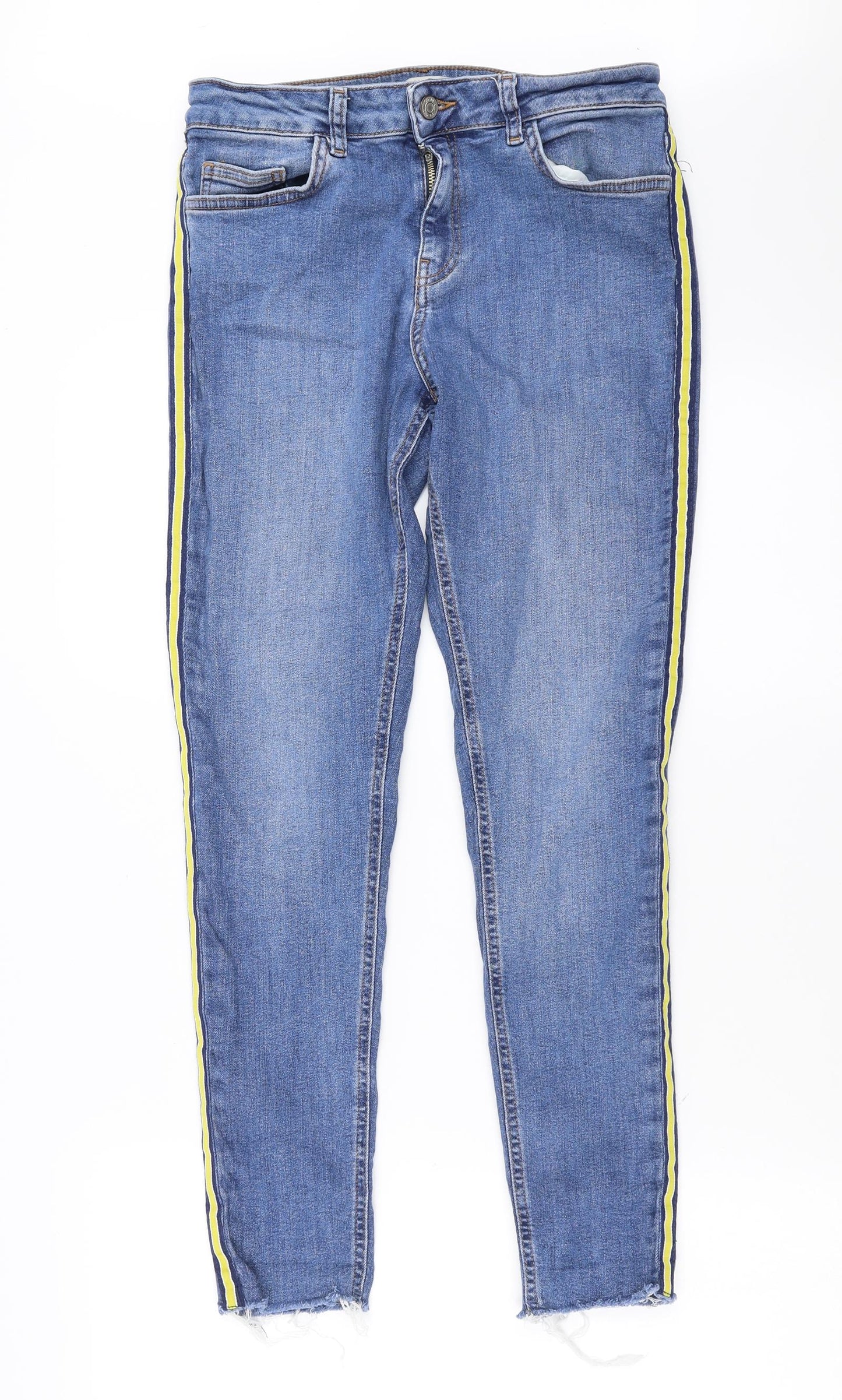 Primark Womens Blue  Denim Skinny Jeans Size 12 L27 in - distressed hem