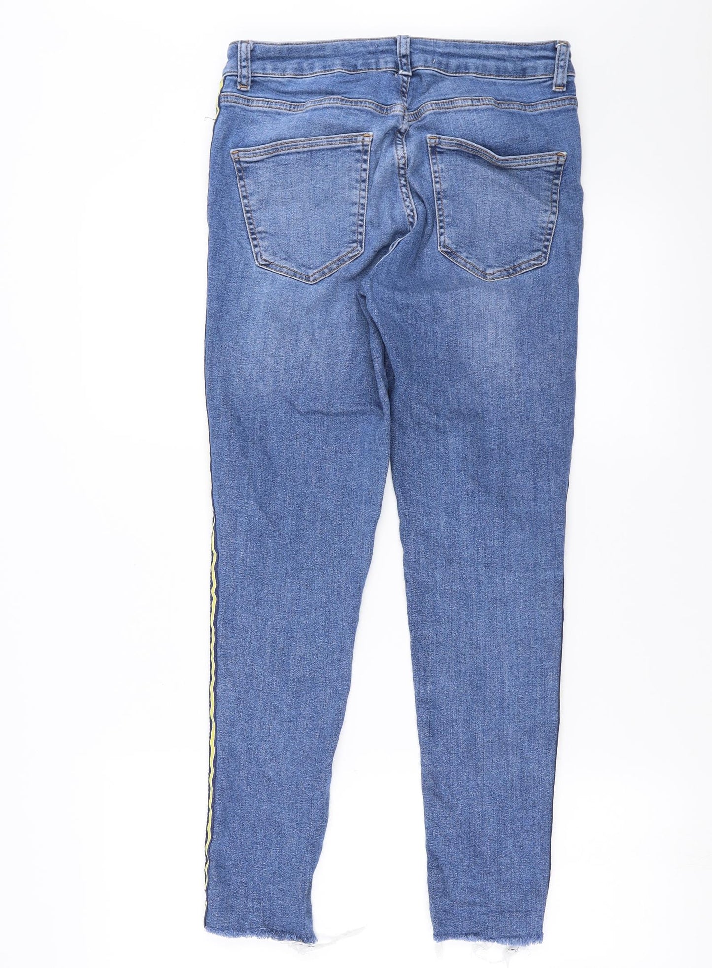 Primark Womens Blue  Denim Skinny Jeans Size 12 L27 in - distressed hem