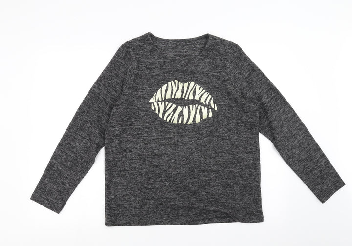 Sainsburys Womens Grey   Pullover Jumper Size 12  - lips