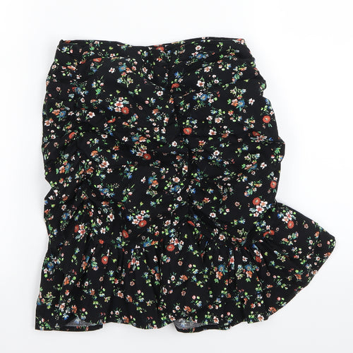 Bershka Womens Black Floral  Mini Skirt Size 4