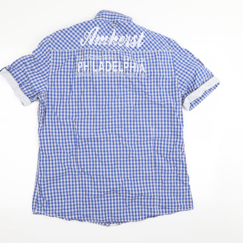 LEECOOPER Mens Blue Check   Button-Up Size L
