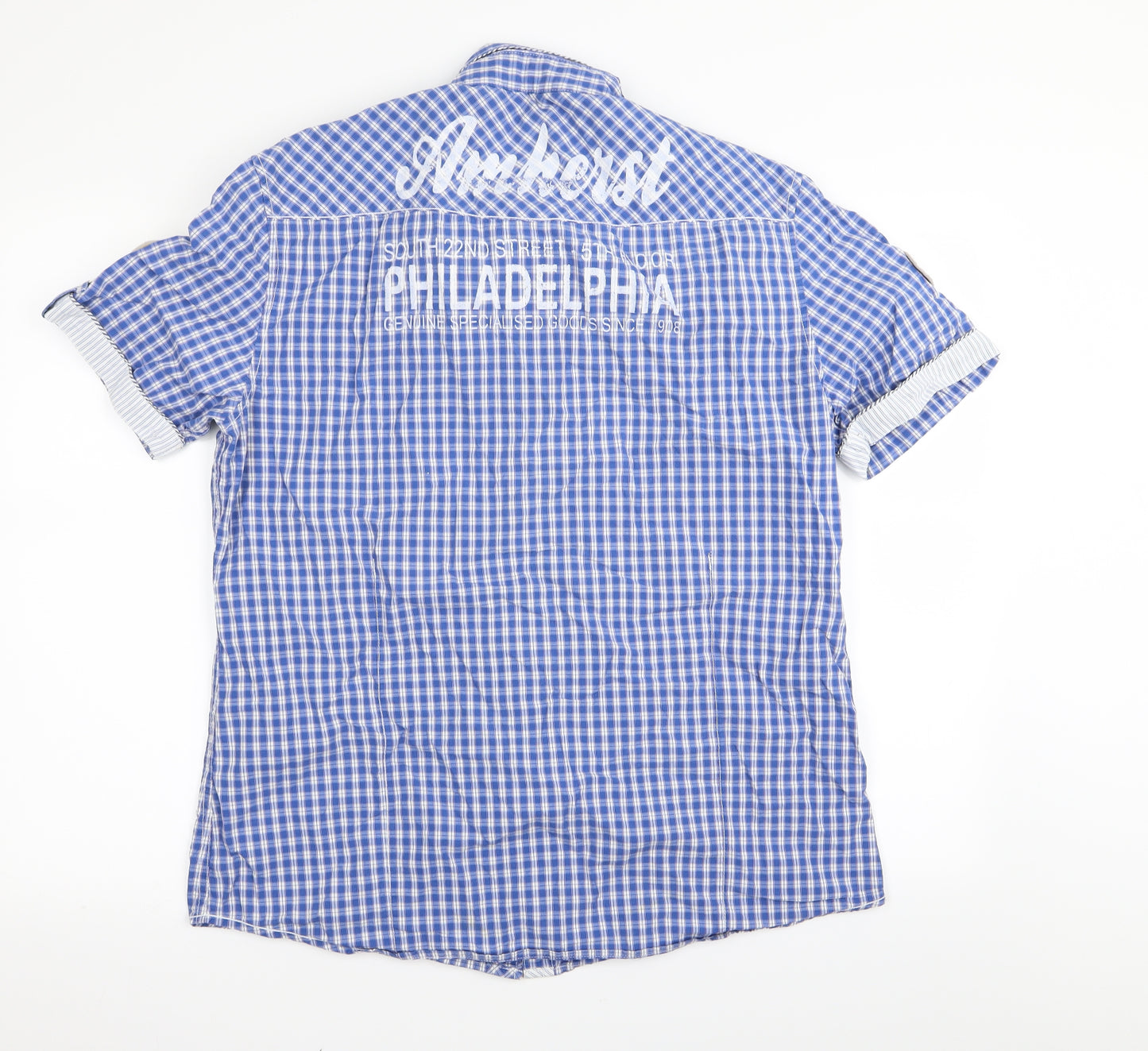 LEECOOPER Mens Blue Check   Button-Up Size L