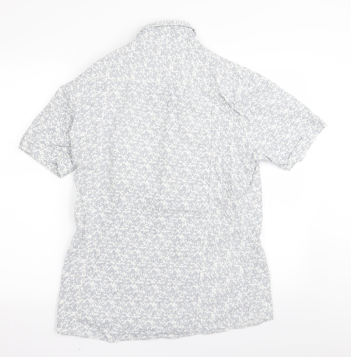 outrage Mens White Floral   Button-Up Size 15.5