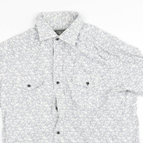 outrage Mens White Floral   Button-Up Size 15.5