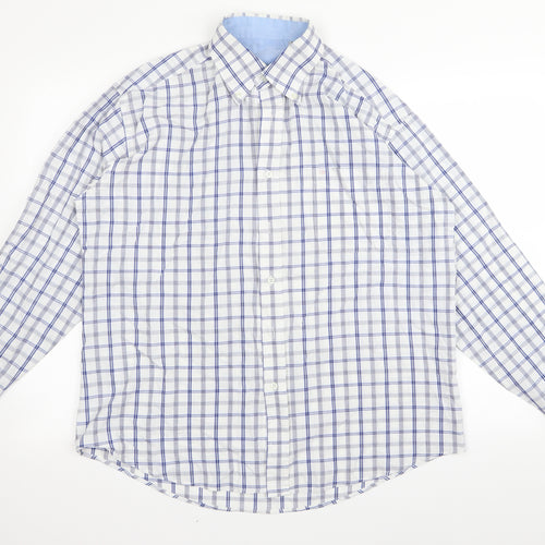 Preworn Mens Blue Check   Button-Up Size L