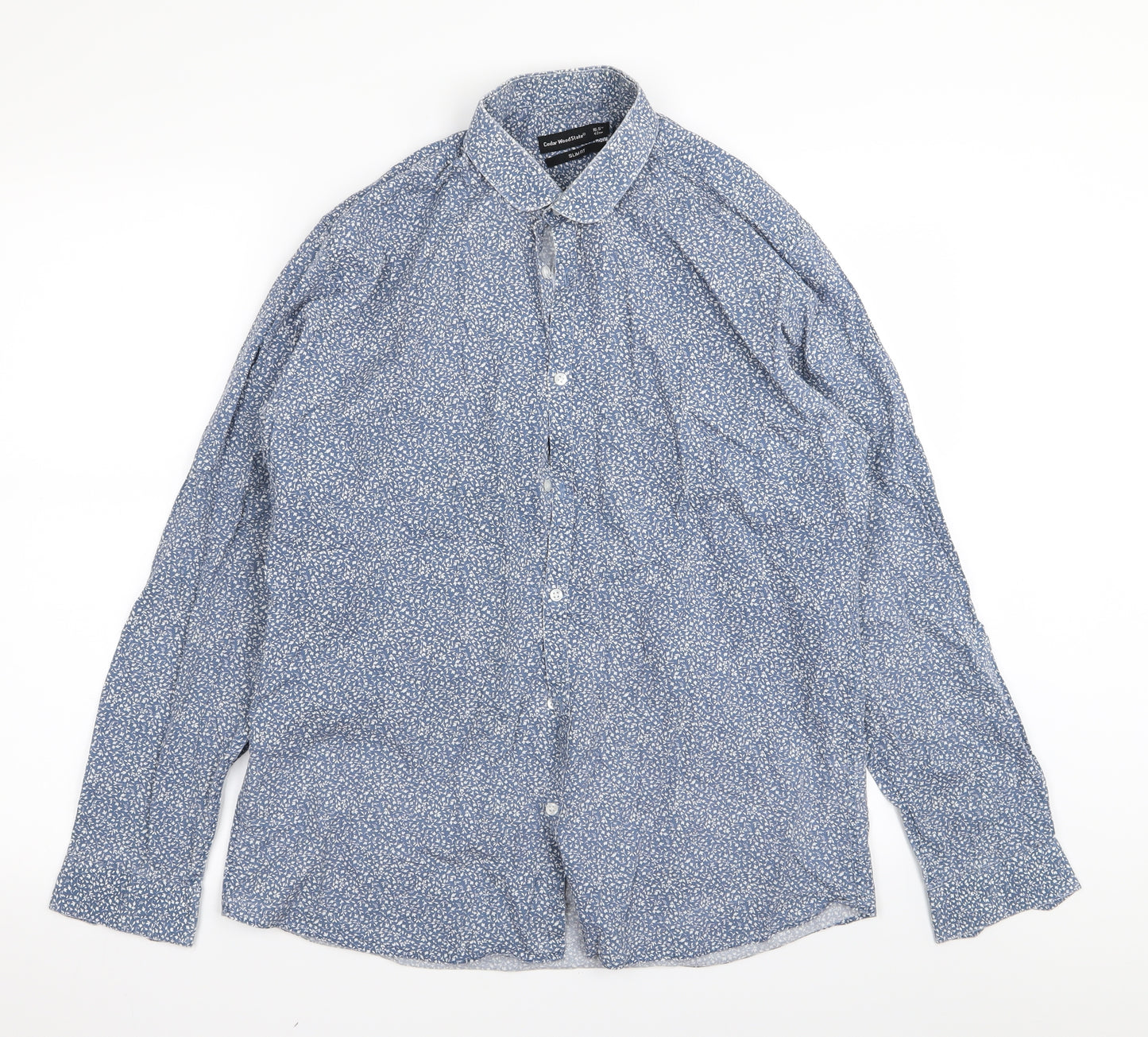 Cedar Wood State Mens Blue Floral   Button-Up Size 16.5