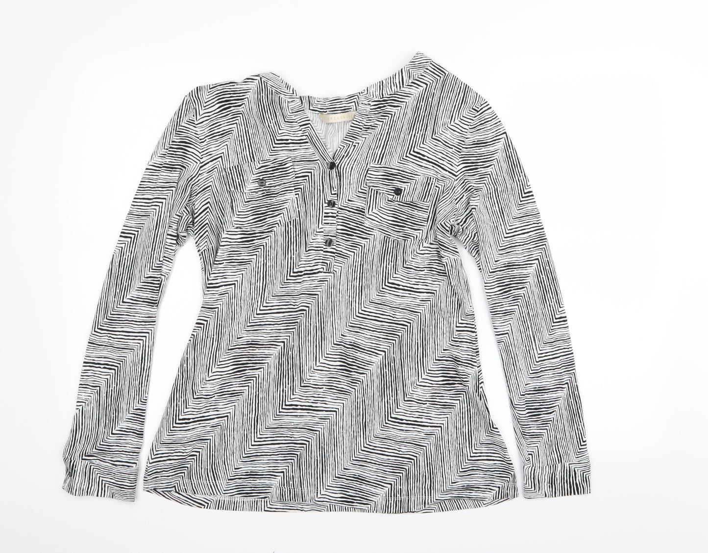 Epilogue Womens Black Striped  Basic T-Shirt Size 12