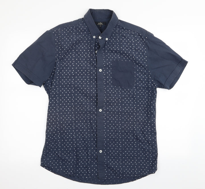 Easy Mens Blue Polka Dot   Button-Up Size M