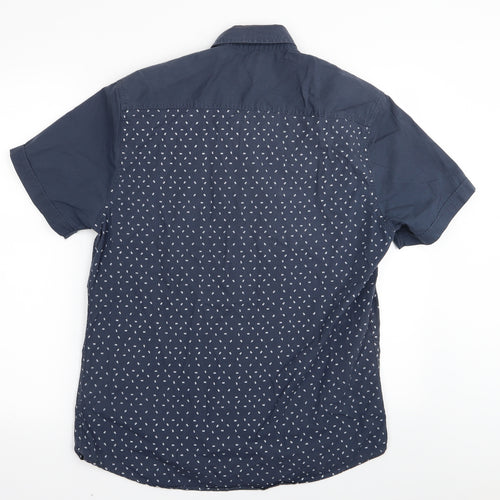 Easy Mens Blue Polka Dot   Button-Up Size M