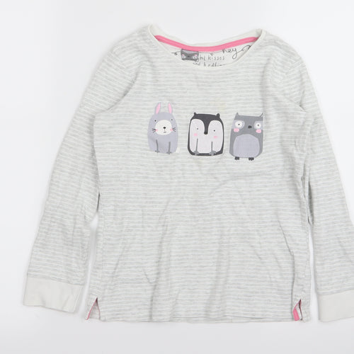 NEXT Girls Grey Striped  Top Pyjama Top Size 9 Years