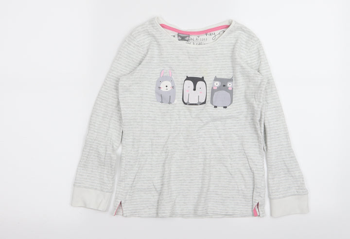 NEXT Girls Grey Striped Top Pyjama Top Size 9 Years