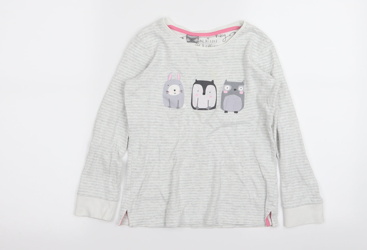 NEXT Girls Grey Striped  Top Pyjama Top Size 9 Years