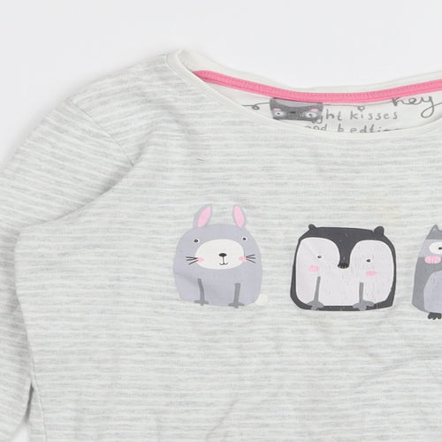 NEXT Girls Grey Striped  Top Pyjama Top Size 9 Years