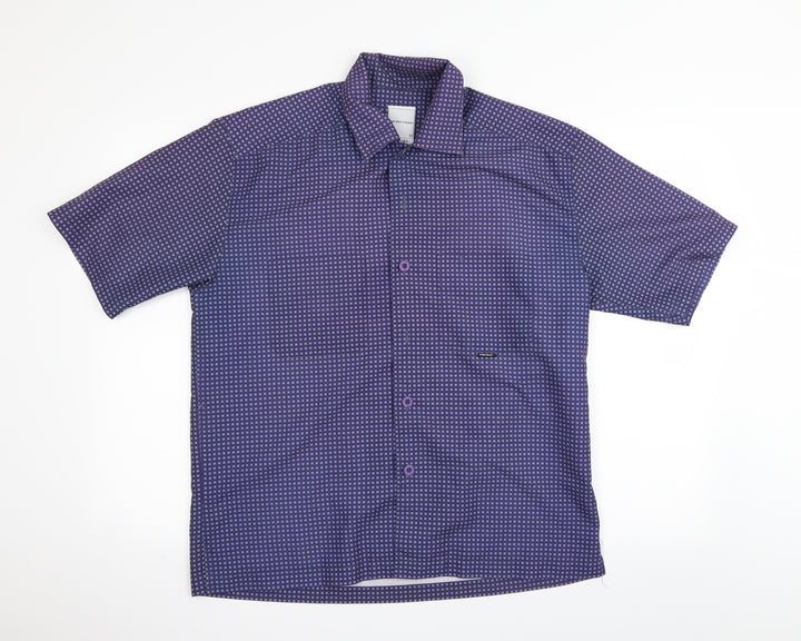 firestrap Mens Blue Geometric   Button-Up Size M