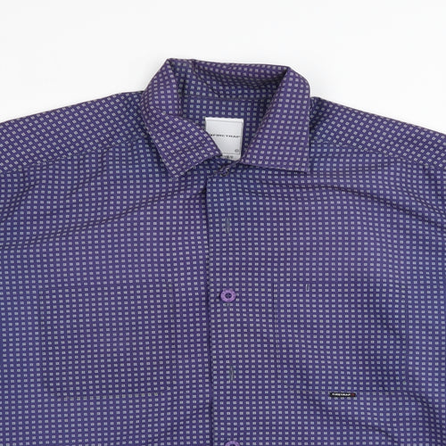 firestrap Mens Blue Geometric   Button-Up Size M