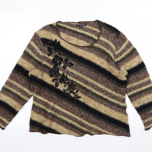 FRANK SAUL Womens Multicoloured Striped  Pullover Jumper Size M