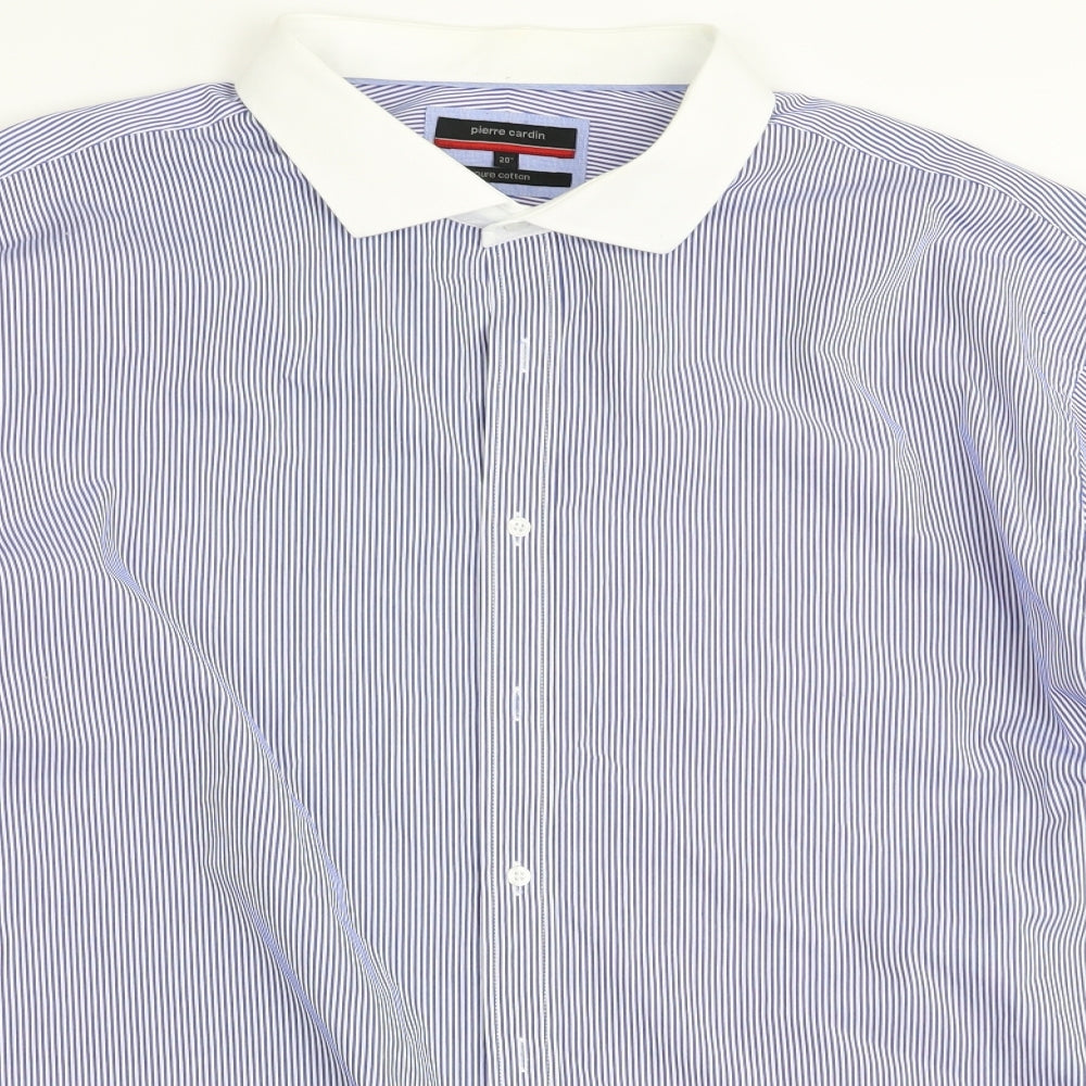 Pierre Cardin Mens Blue Striped   Button-Up Size 20