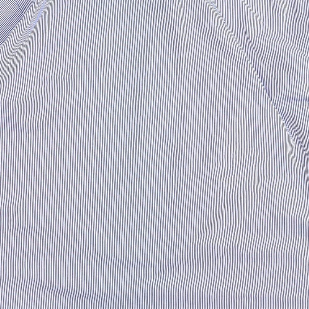 Pierre Cardin Mens Blue Striped   Button-Up Size 20