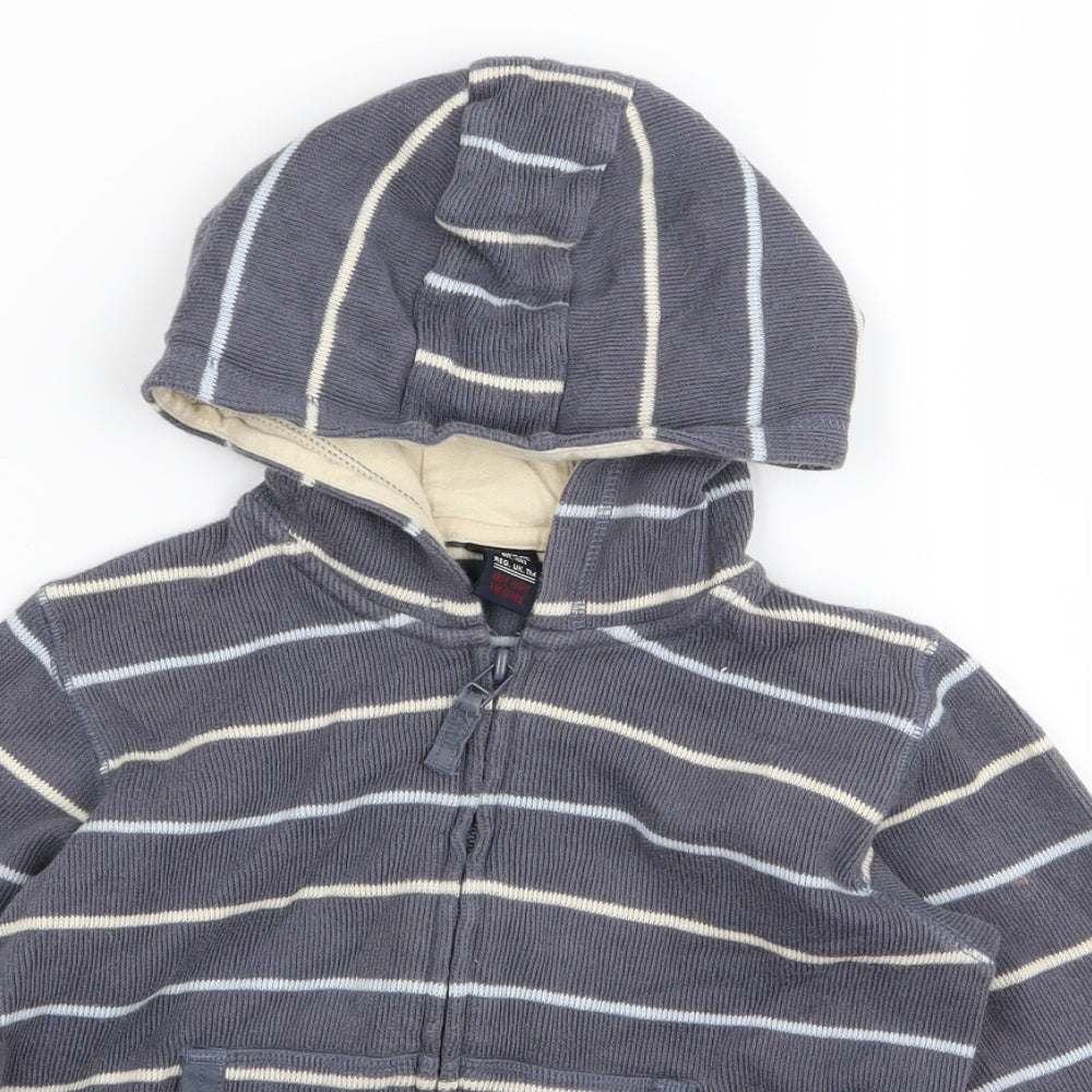 NEXT Boys Grey Striped  Full Zip Jumper Size 7-8 Years