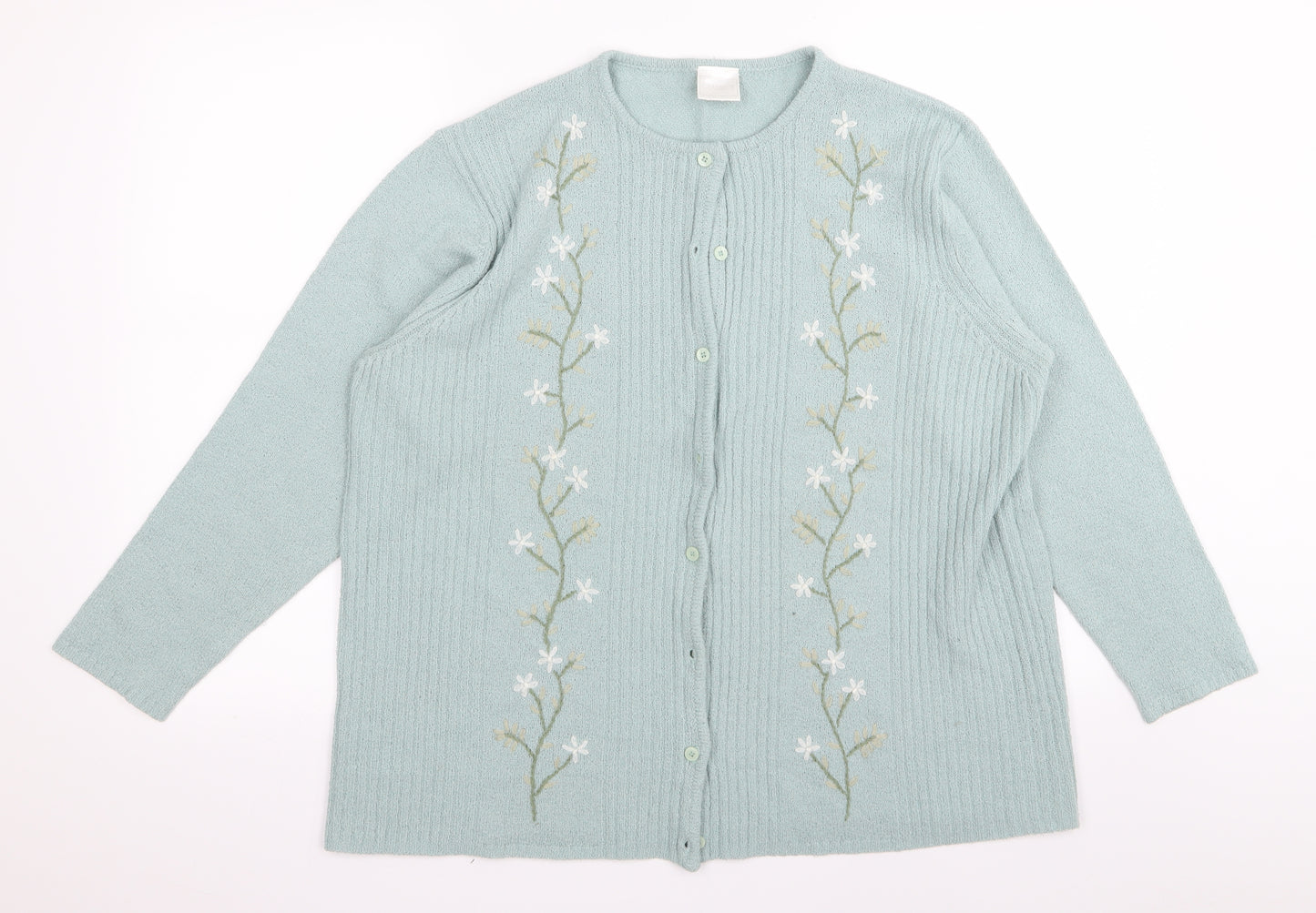 Classics Womens Green Floral  Cardigan Jumper Size 20