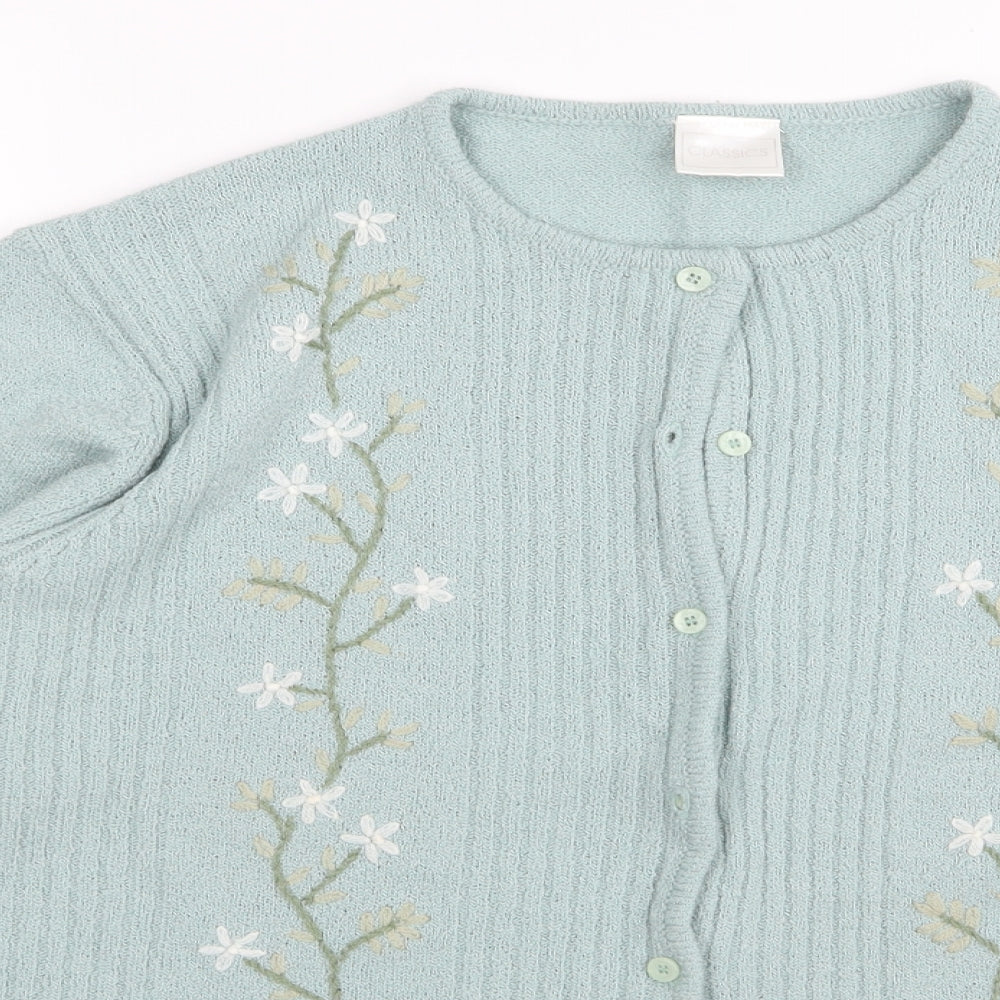 Classics Womens Green Floral  Cardigan Jumper Size 20