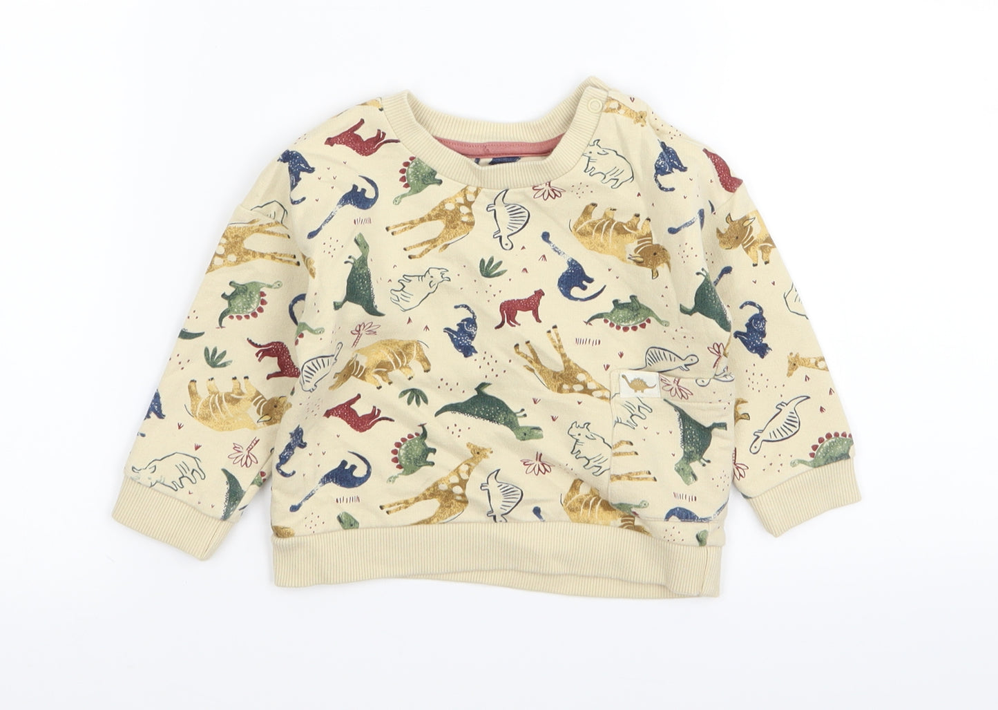 Nutmeg Boys Beige Animal Print  Pullover Jumper Size 6-9 Months