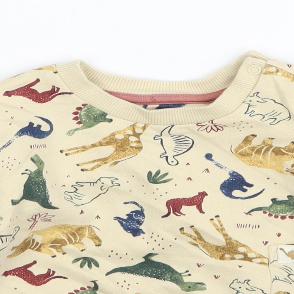 Nutmeg Boys Beige Animal Print  Pullover Jumper Size 6-9 Months